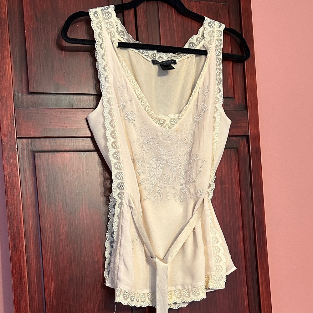 Urban Behavior Ivory Lace Trim Blouse
